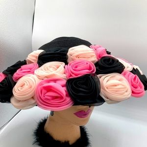 Vintage Beautiful Lee Bury of Dallas multicolored Rose Day at the Races hat